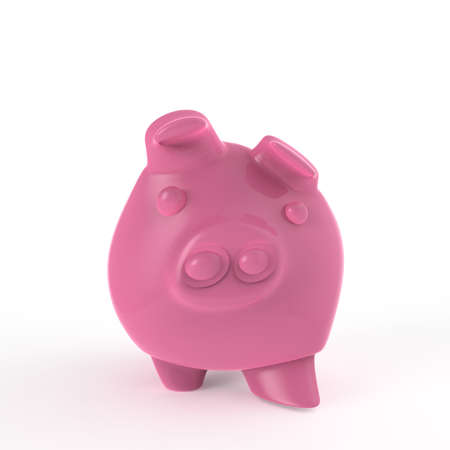 pink piggy bank 3d renderの写真素材