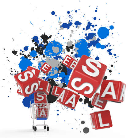 online shopping 3d on splash colors background as conceptの写真素材