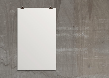 blank paper card 3d on composition wall as concept