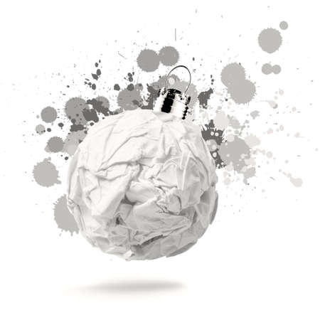 crumpled paper Christmas ornament on splash backgroundの写真素材