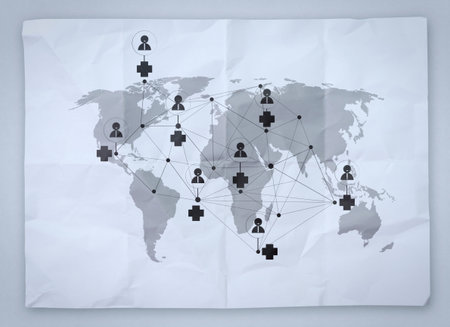 medical network on crumpled paper as concept