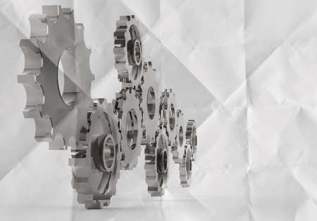 gear to success concept with crumpled recycle paper background as conceptの写真素材