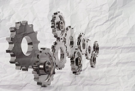 gear to success concept with crumpled recycle paper background as concept
