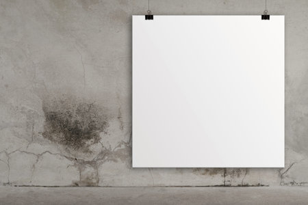 blank paper card 3d on composition wall as conceptの写真素材