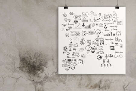 business concept on poster wall backgroundの写真素材
