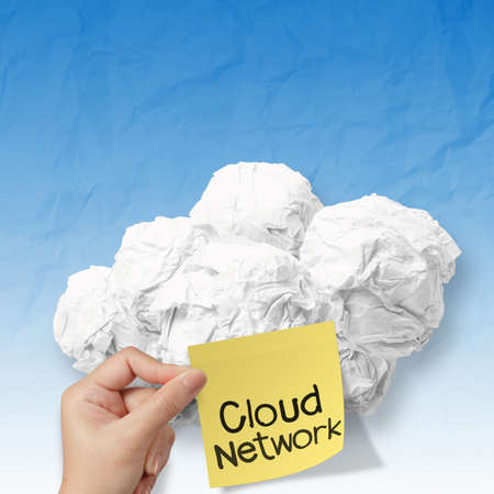  sticky note on crumpled paper Cloud Computing diagram as conceptの写真素材