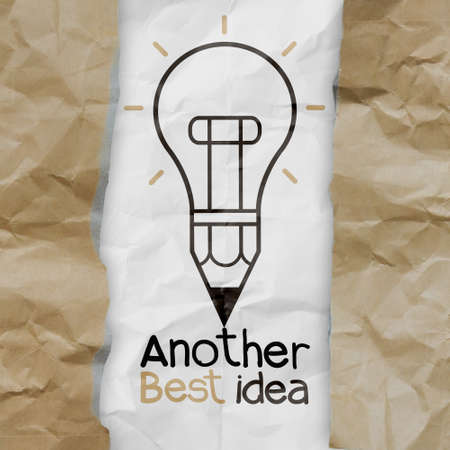 hand drawn another idea light bulb with recycle envelope background as creative conceptの写真素材