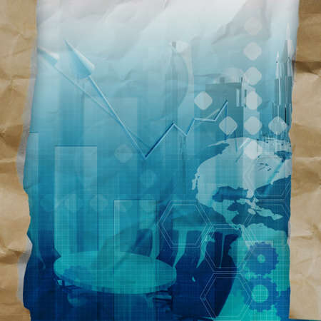 business strategy background on crumpled paper with tear envelope as conceptの写真素材