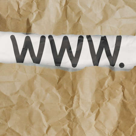 hand drawn www on crumpled paper background  as internet conceptの写真素材