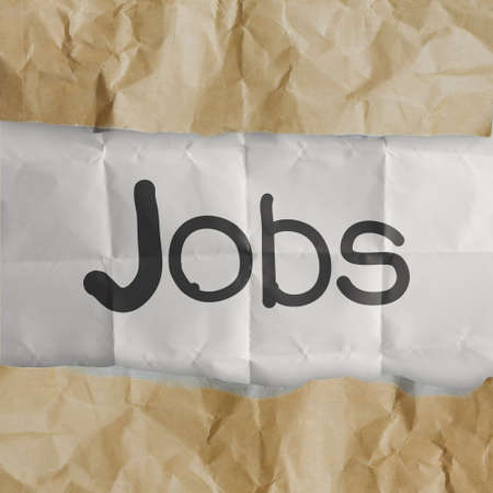 hand draws  jobs words on crumpled paper as conceptの写真素材