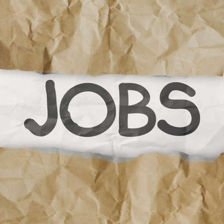 hand draws  jobs words on crumpled paper as conceptの写真素材