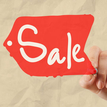 word sale with crumpled pape rbackground as concept designの写真素材