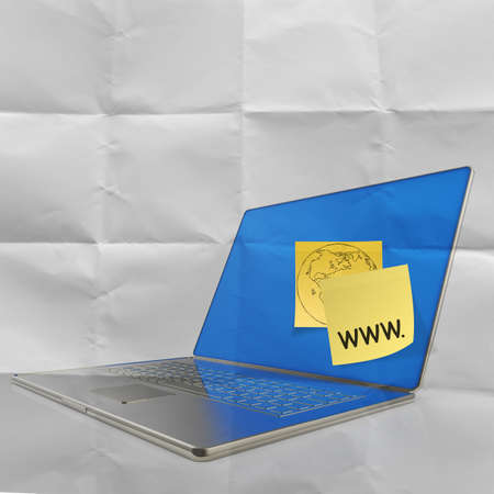 www. written on sticky note with computer laptop as conceptの写真素材