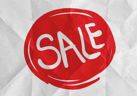 word sale with crumpled pape rbackground as concept designの写真素材