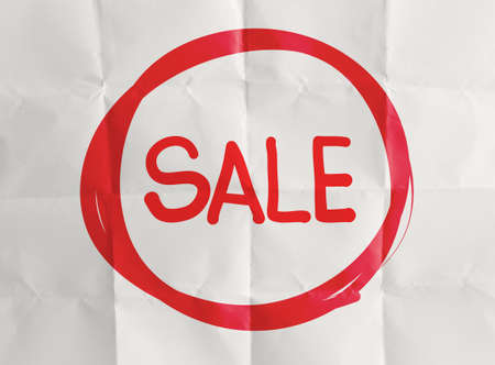word sale with crumpled pape rbackground as concept designの写真素材