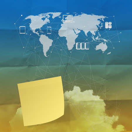 cloud computing blank sticky note with crumpled paper as conceptの写真素材
