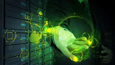 businessman working on modern technology as conceptの写真素材