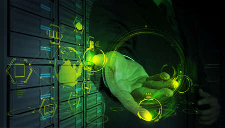 businessman working on modern technology as conceptの写真素材