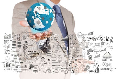 businessman working with new modern computer show social network structure as conceptの写真素材