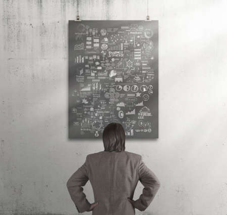 businessman looking business concept on poster with composition wall texture background

の写真素材