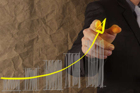 businessman hand working with new modern computer and business strategy as conceptの写真素材