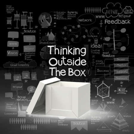 think outside the box as creative and leadership concept