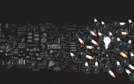 creative design business as pencil lightbulb 3d as business design concept