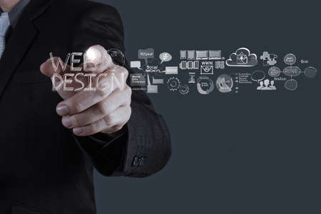 businessman hand  working with  web design diagram as concept の写真素材