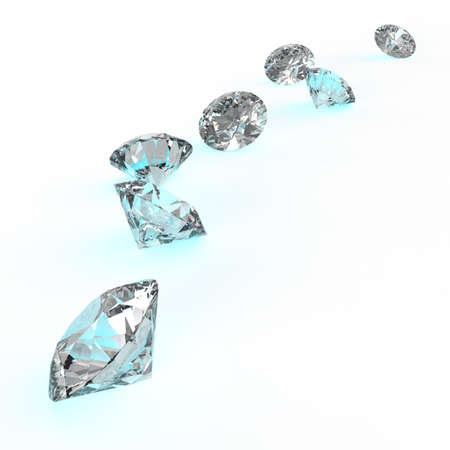 Diamonds isolated on white 3d model composition conceptの写真素材