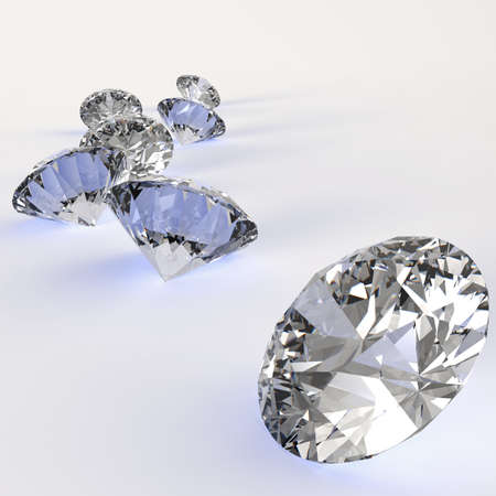 Diamonds isolated on white 3d modelの写真素材