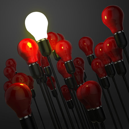 creative idea and leadership concept with 3d light bulb