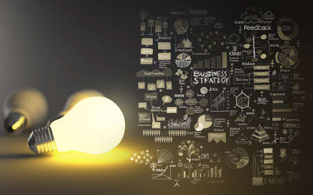 light bulb 3d on business strategy background as conceptの写真素材