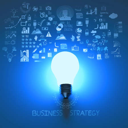 light bulb 3d on business strategy backgroundの写真素材