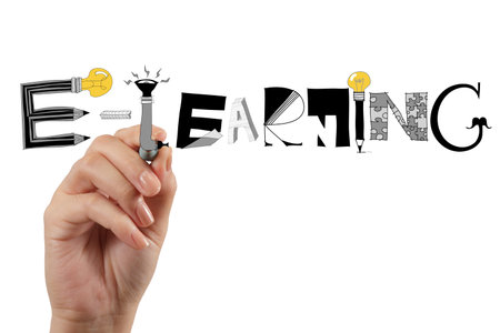 business hand drawing design graphic handdrawn E-LEARNING word  as concept