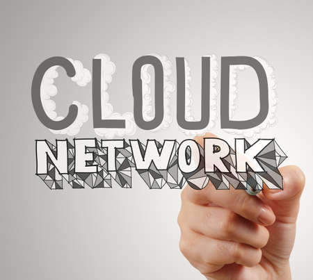 hand drawing  Cloud network desogn word and diagram on the new computer interface as conceptの写真素材
