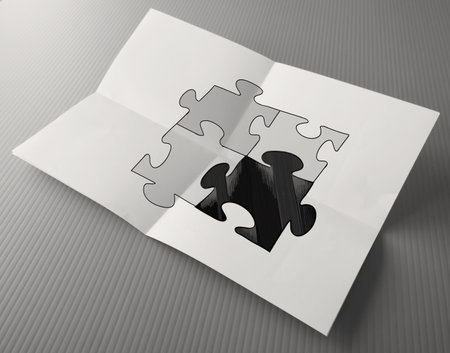 Hand drawn Partnership Puzzle on crumpled paper as concept
