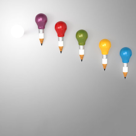 drawing idea pencil and light bulb concept creative and leadership concept with copy space 