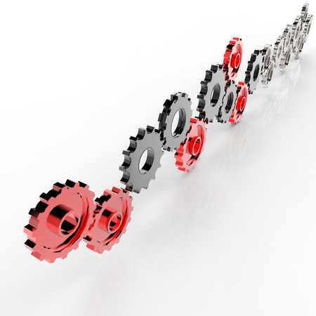 businessmanwalking along with 3d  cog gear to success as concept