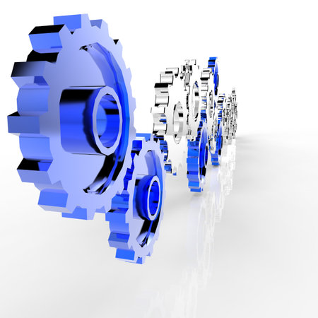 businessmanwalking along with 3d  cog gear to success as concept