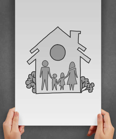 hand draw family and house as insurance concept の写真素材