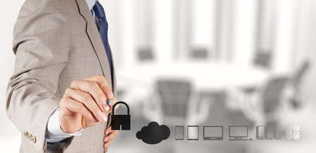 Businessman hand working with a Cloud Computing diagram on the new computer interface as conceptの写真素材