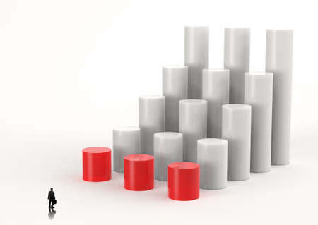 businessman looking at 3D Bar Chart and chart growth as conceptの写真素材