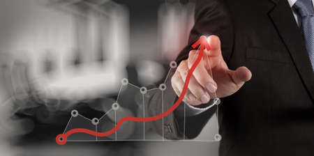 businessman hand working with new modern computer and business strategy as conceptの写真素材