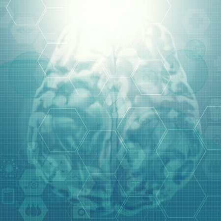Abstract brain with molecules medical background as vintage style