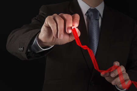 businessman hand working with new modern computer and business strategy as conceptの写真素材