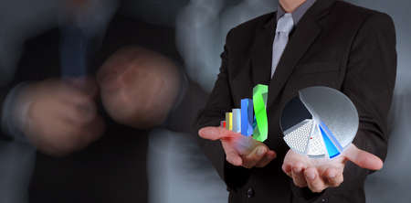 businessman hand working with new modern computer and business strategy as conceptの写真素材