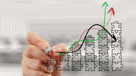 businessman hand working with new modern computer and business strategy as concept の写真素材