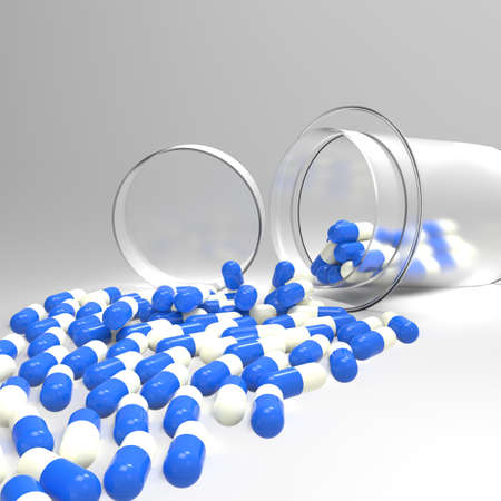 3d virtual medical symbol with capsule pills as concept の写真素材