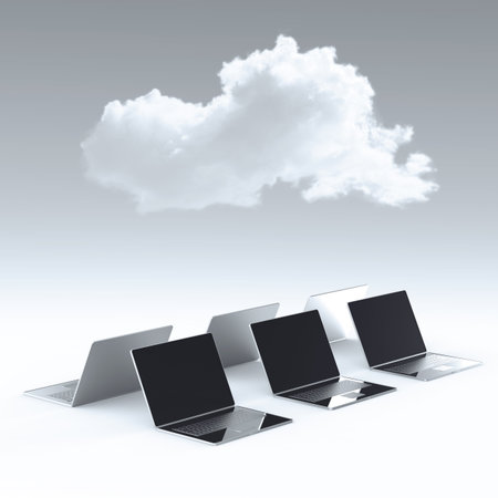 Cloud computing 3d sign on laptop computer as concept 