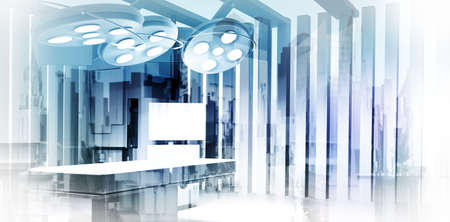 Double exposure of image abstract hospital city as medical concept の写真素材